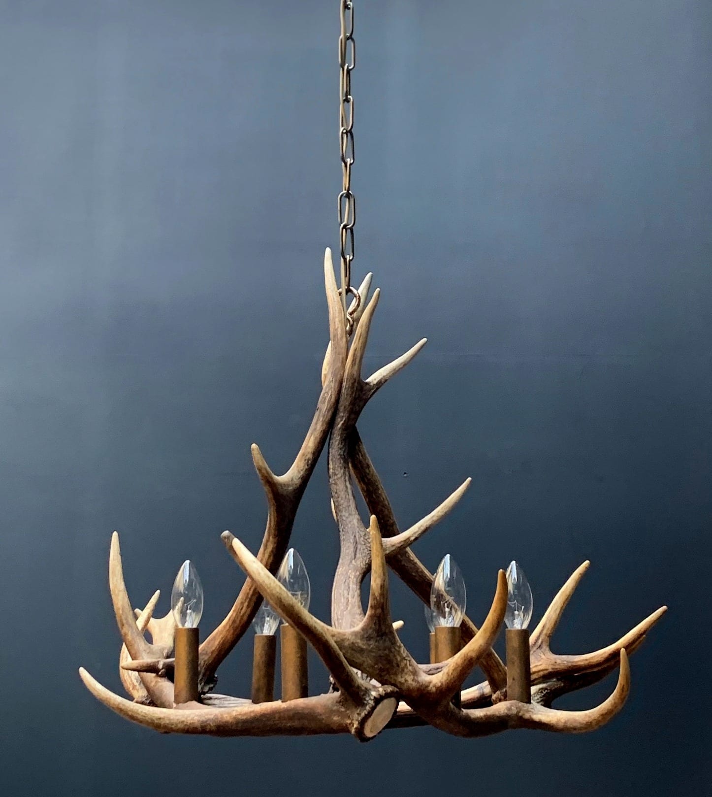 Ronde hanglamp van edelhertengewei