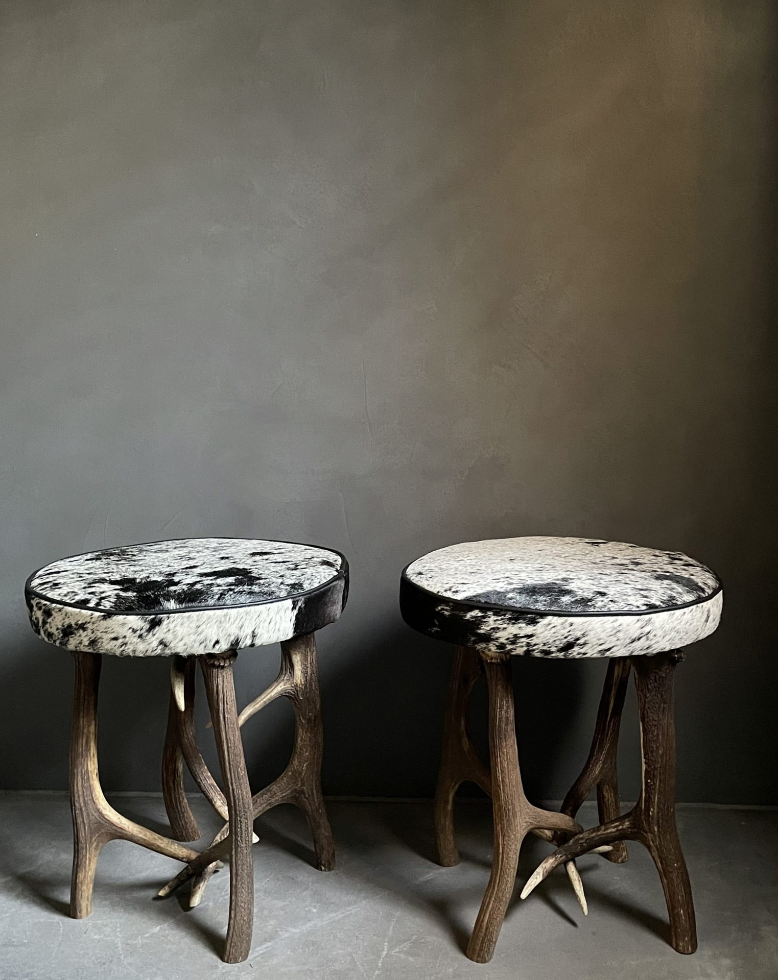 Antler stool cowhide