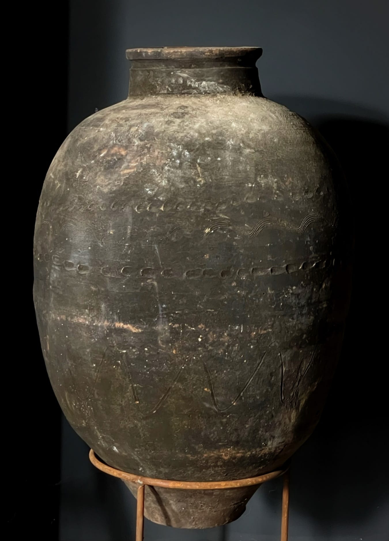 Large antique terracotta olive jar