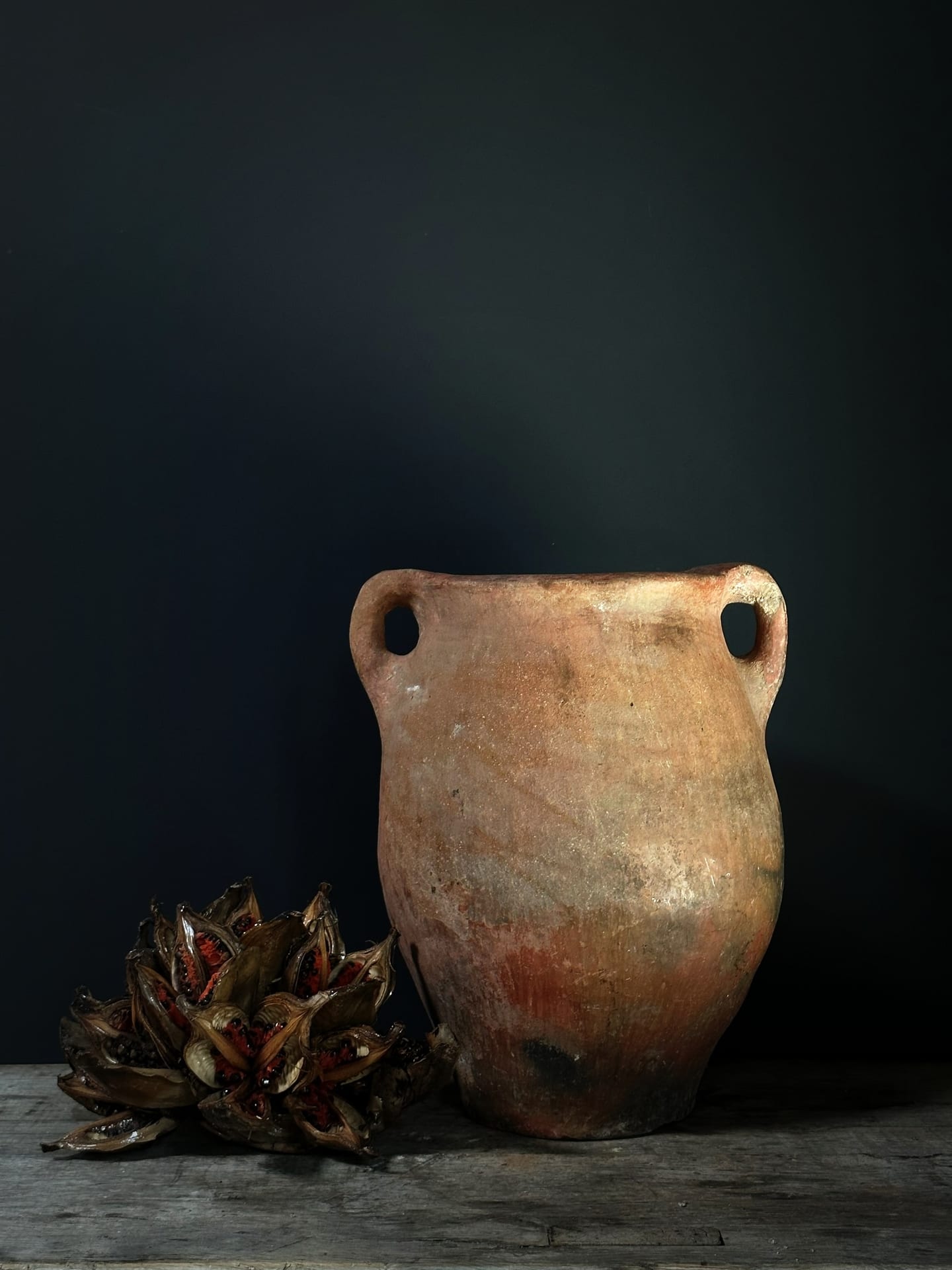 Cruche en terre cuite ocre rouge ancienne