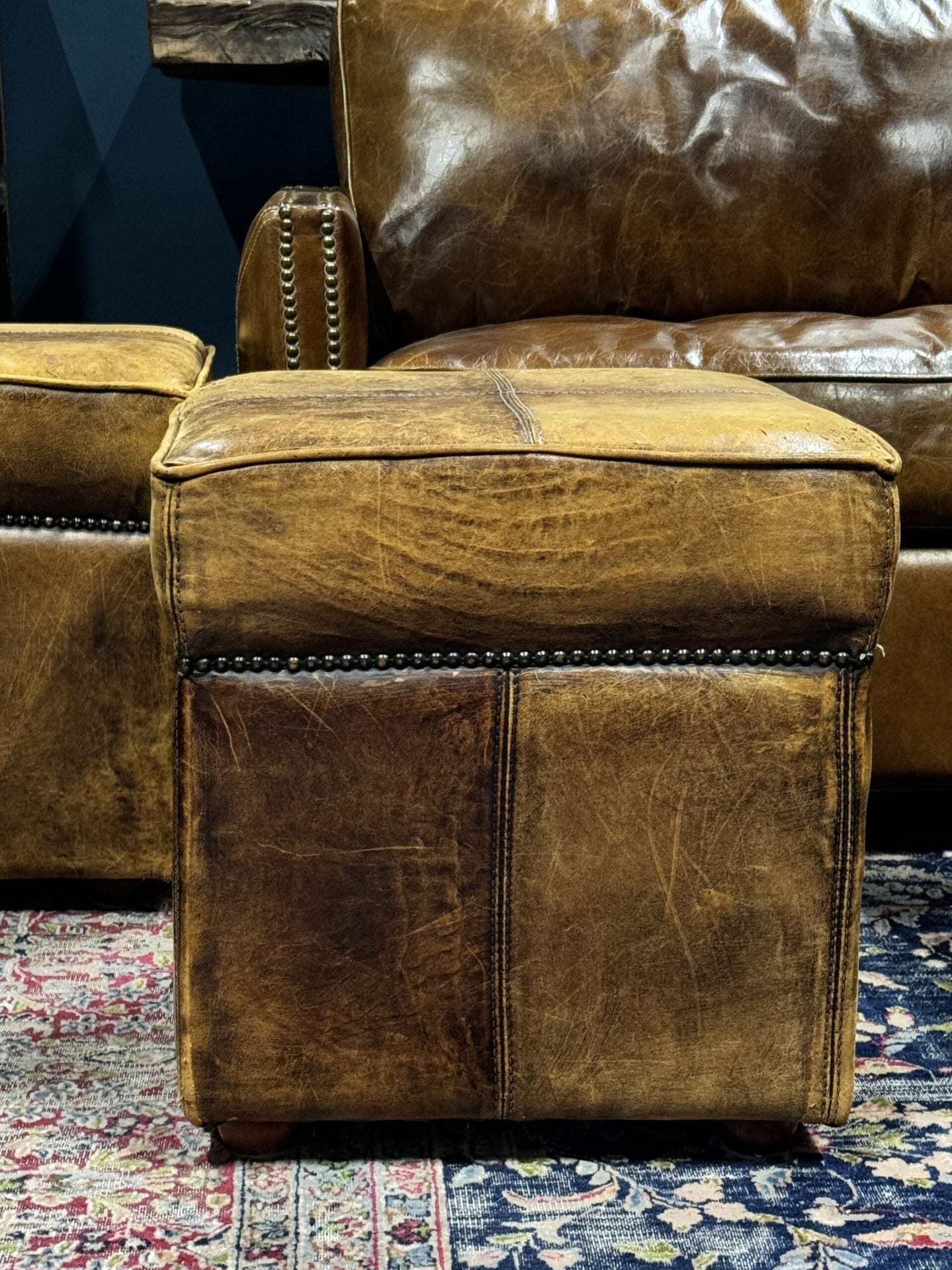 Vintage Leder Pouf