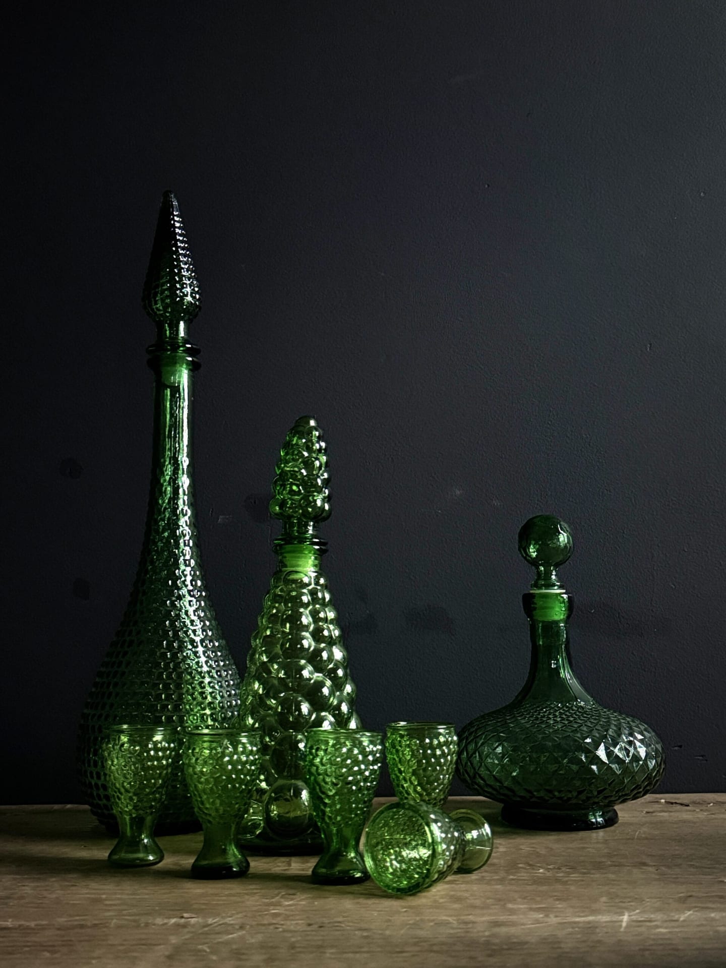 Empoli decanters with matching glasses.