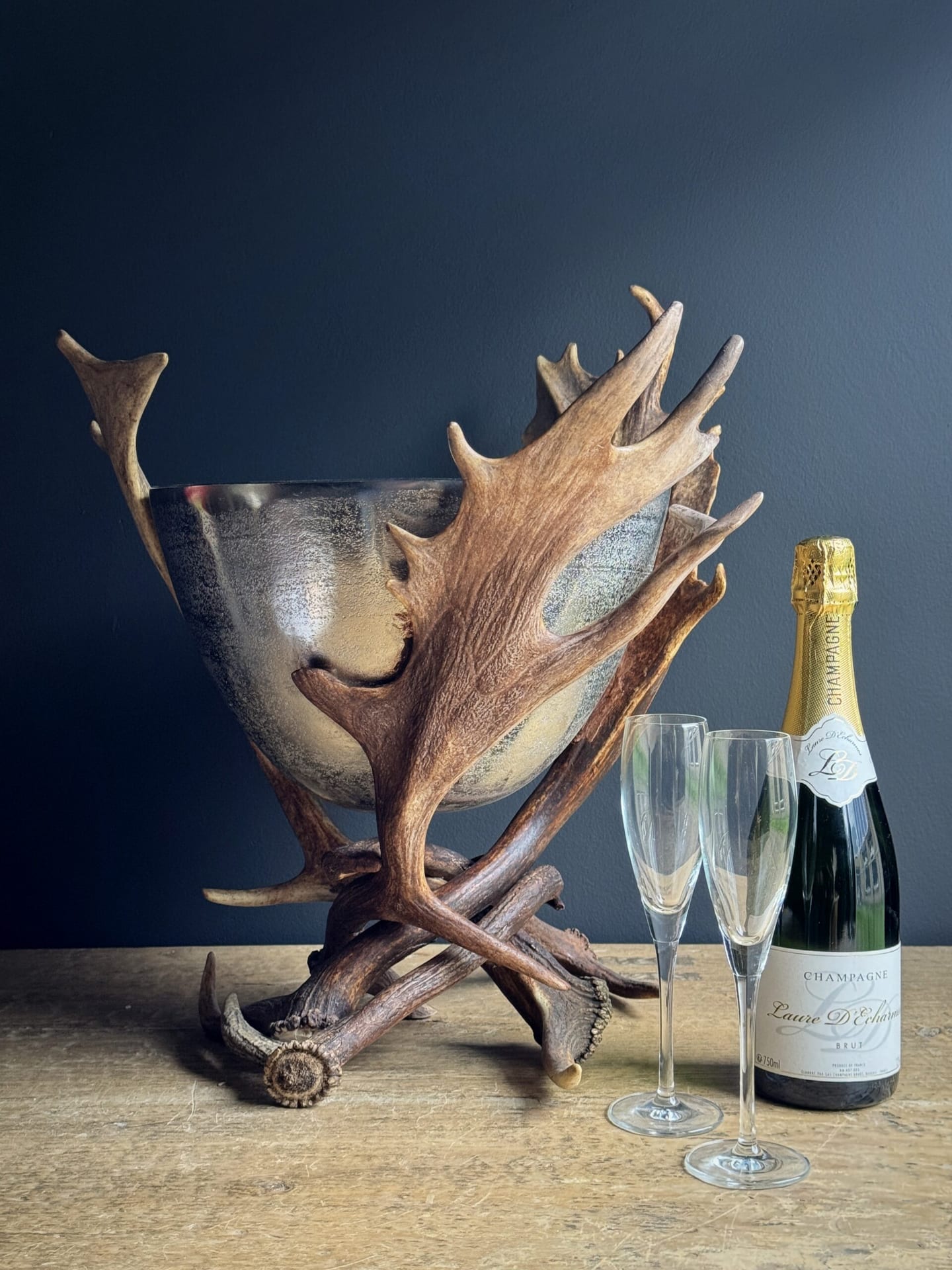 Champagnekoeler van gewei