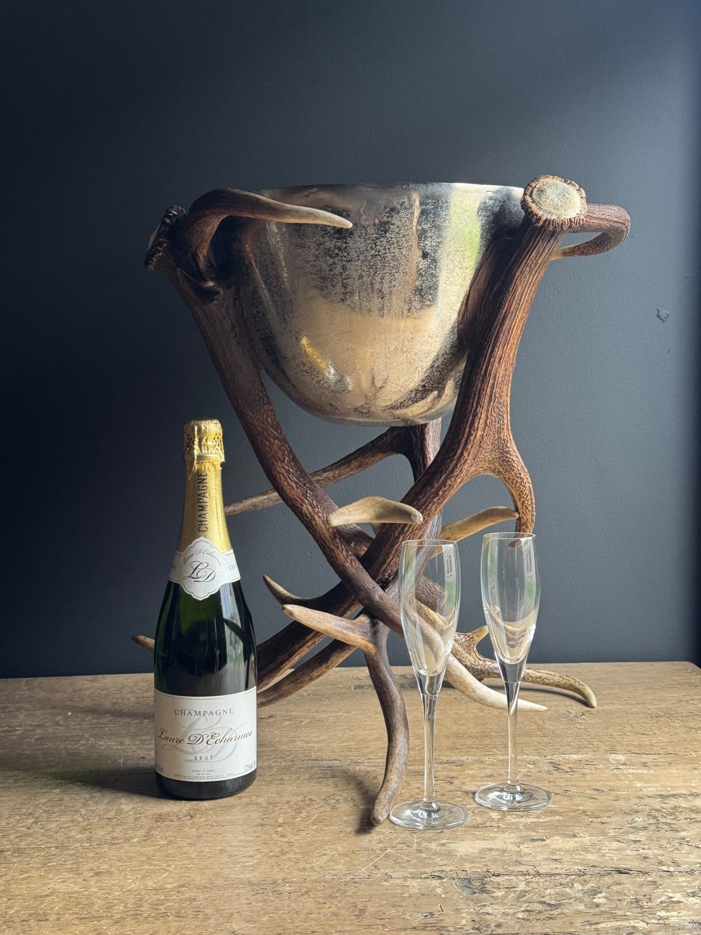 Champagnekoeler van gewei XL