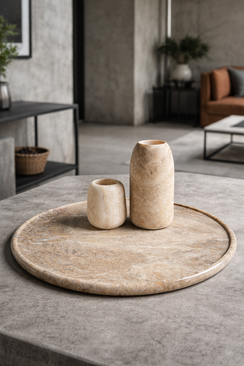 Round onyx tray