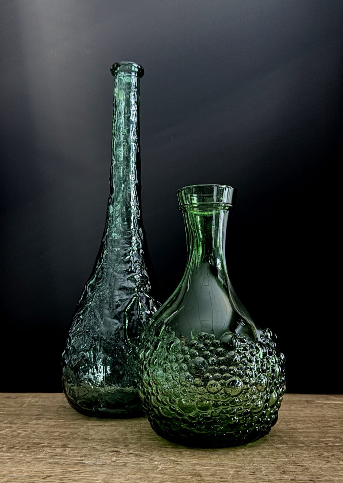 Set of 2 beautiful old Empoli Carafes