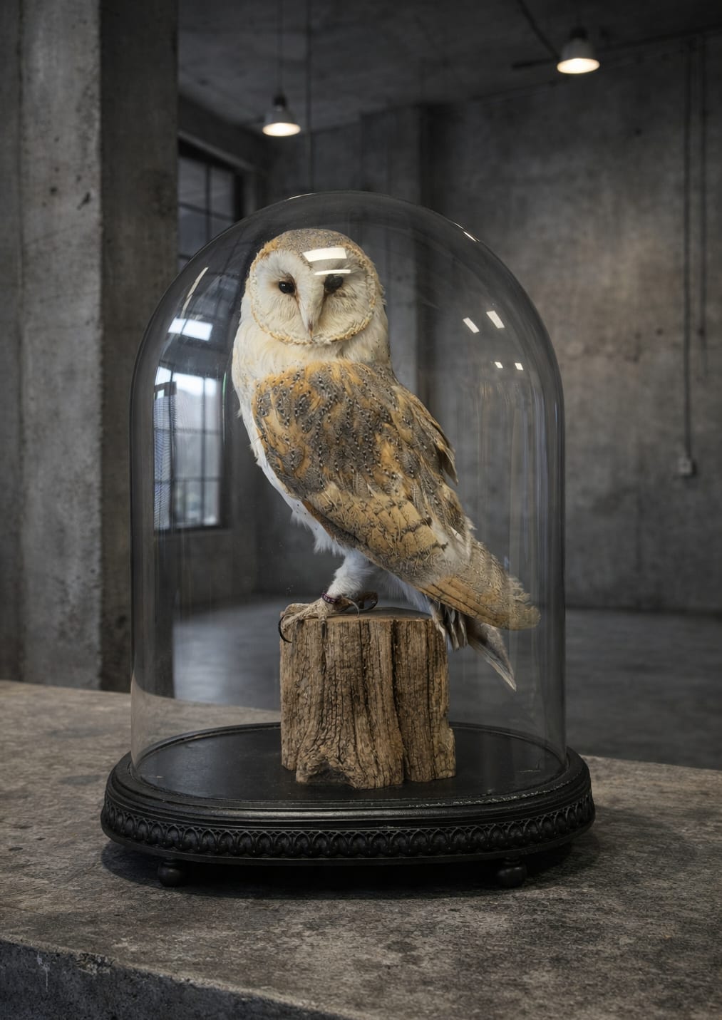 Mounted barn owl