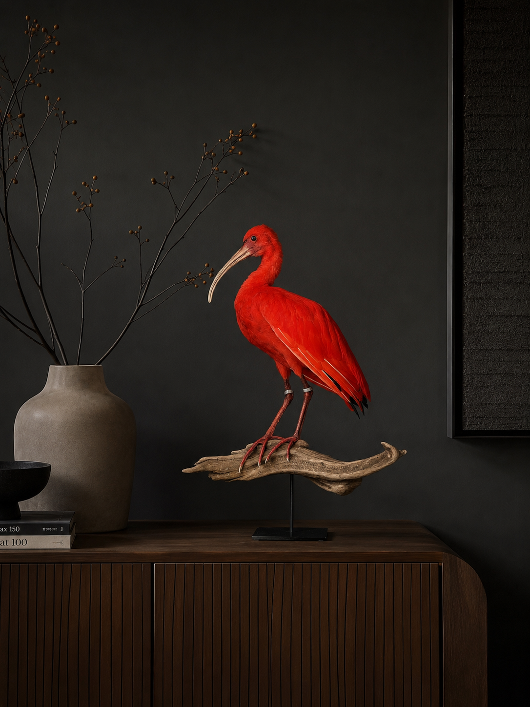 Ibis rouge naturalisé
