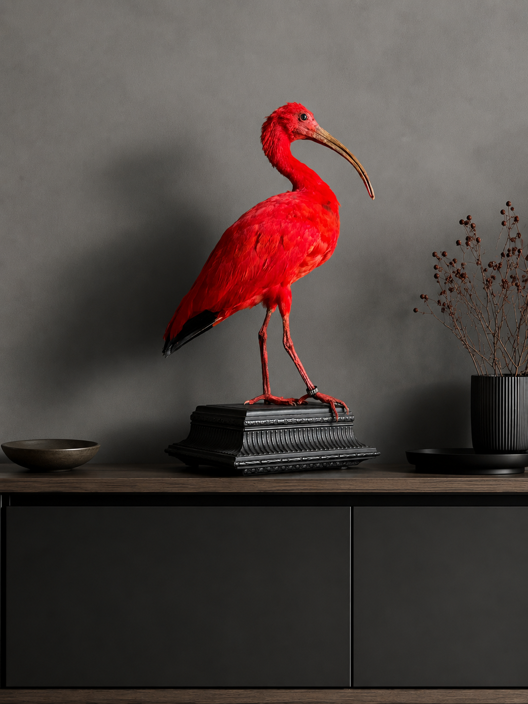 Ibis rouge naturalisé