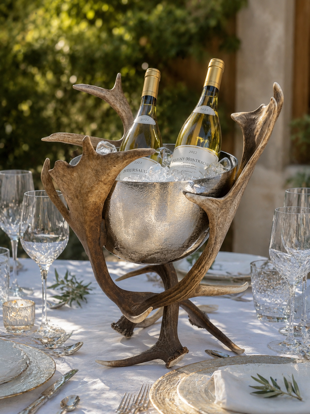 Champagnekoeler van gewei