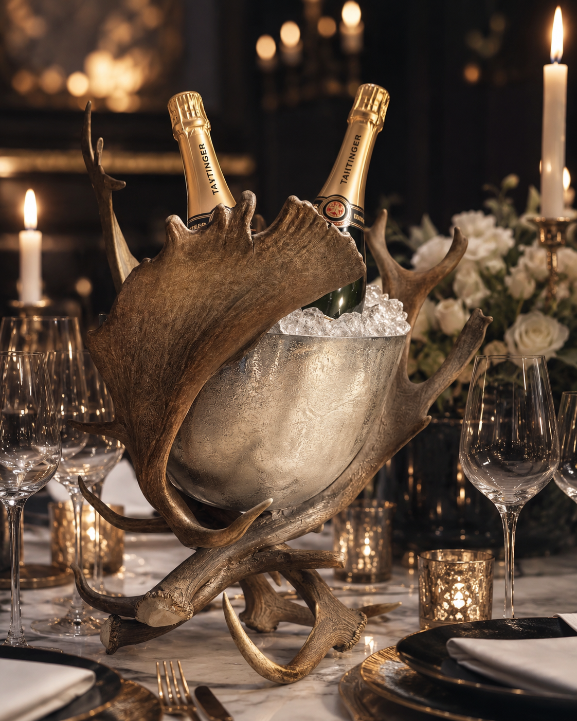 Champagnekoeler van gewei