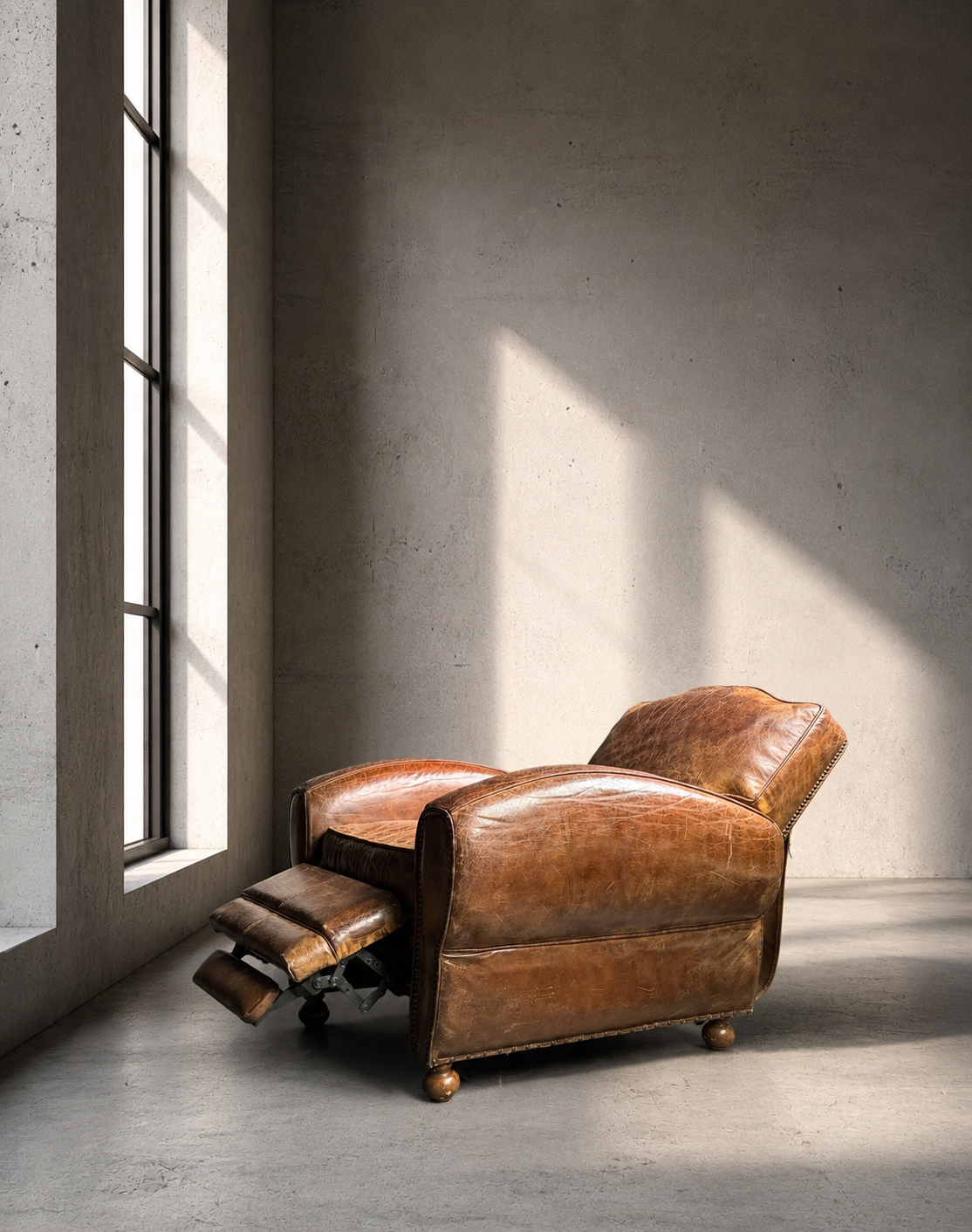 Vintage verstelbare lederen clubfauteuil