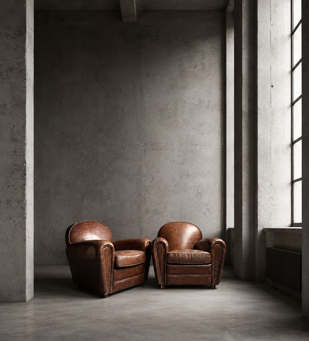 Set van 2 lederen clubfauteuils