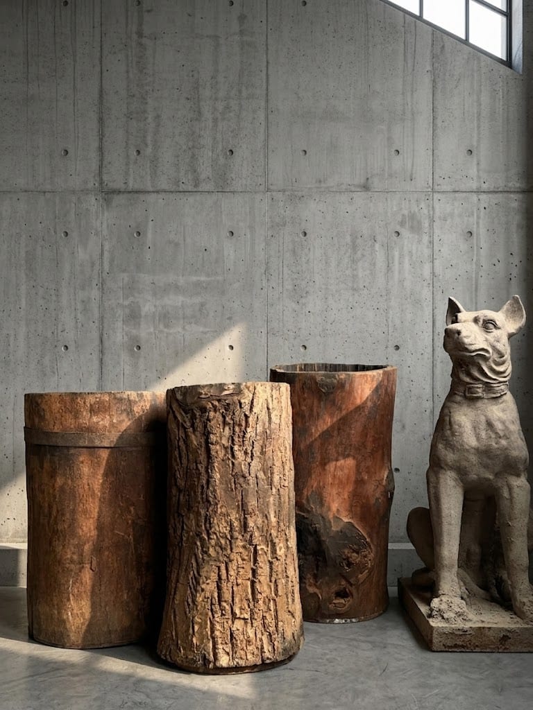 Hollowed-out tree trunks (set of 3)