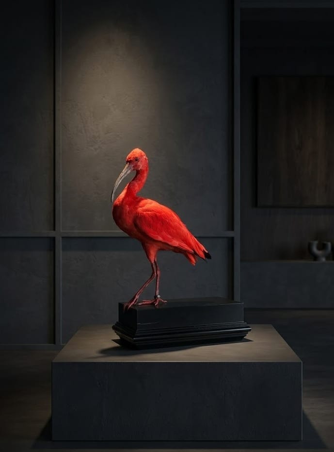 Ibis rouge naturalisé