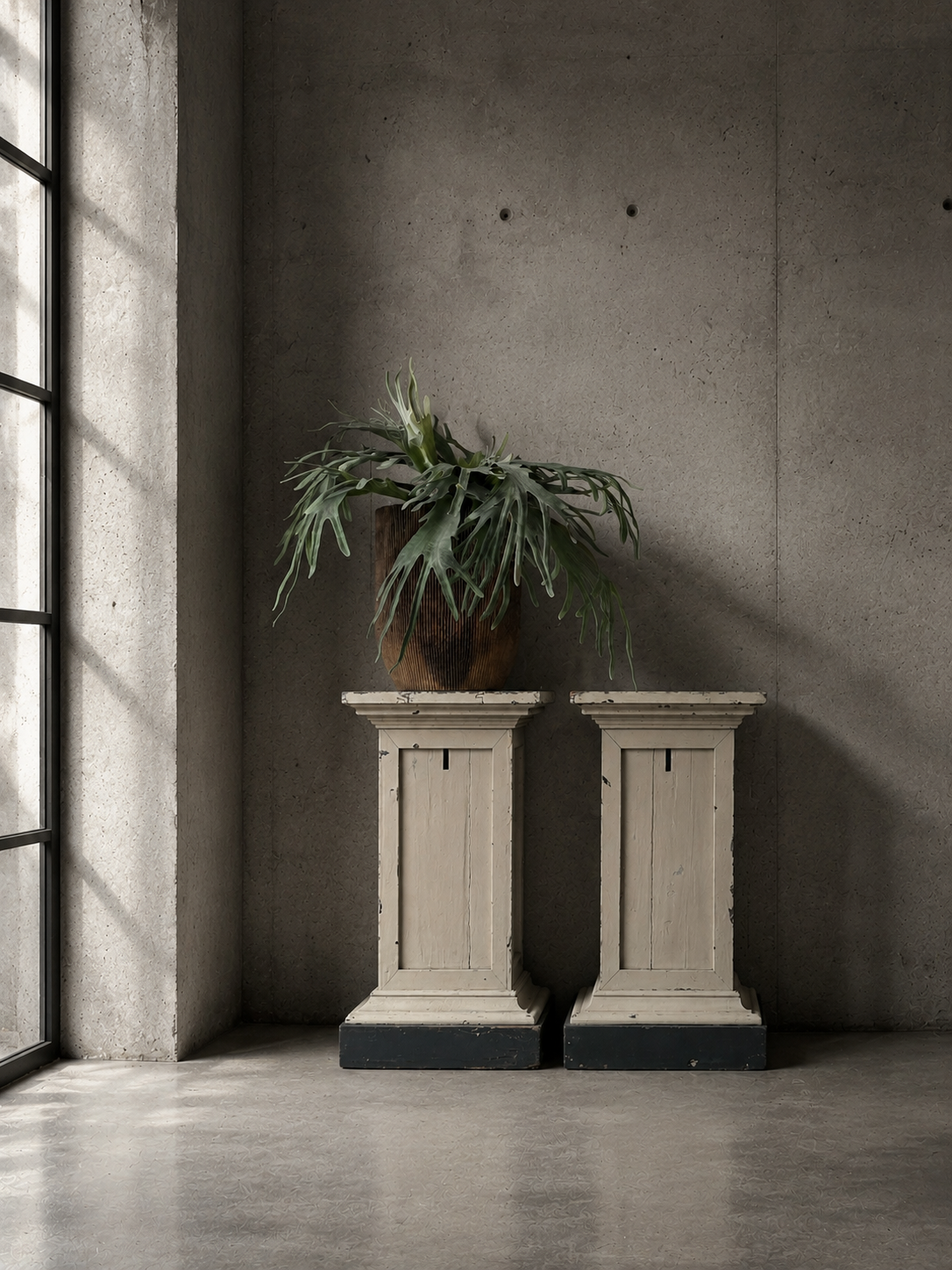 Set authentieke houten zuilen
